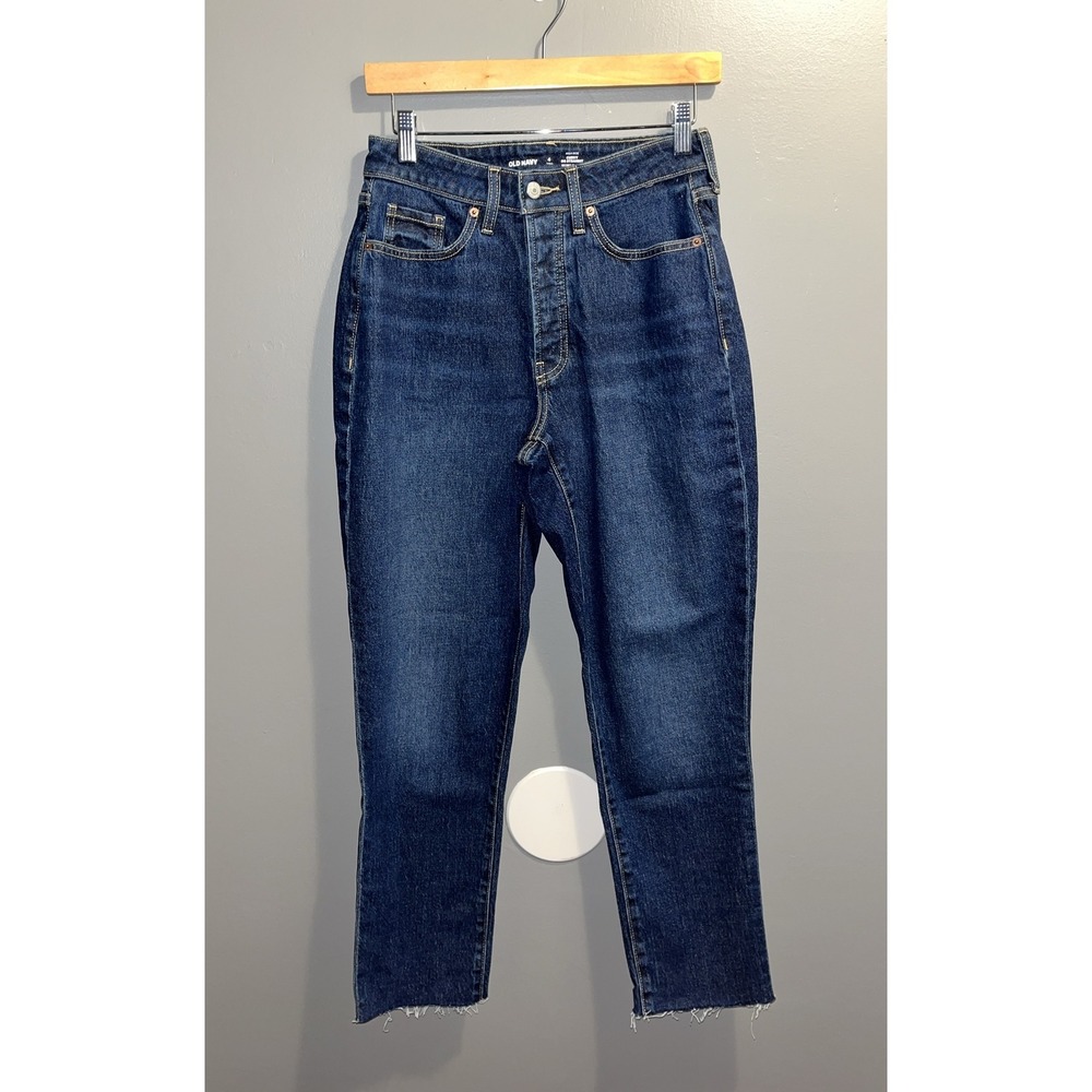 Old Navy Button-Fly High-Rise Jeans Womens Tall 4 Curvy OG Straight 28" Inseam